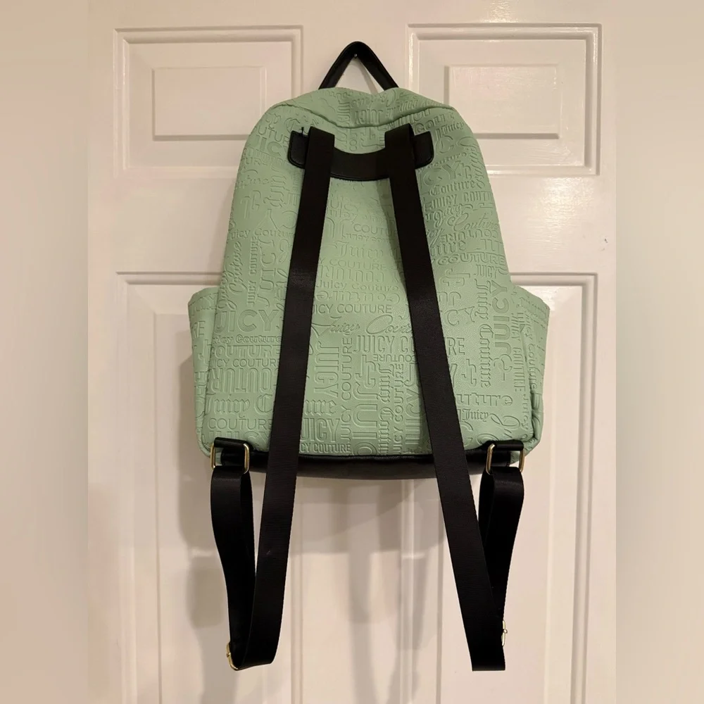 Juicy Couture Sage Green Embossed Logo Backpack NWOT Y2K Style